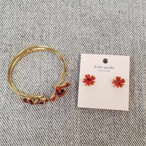 Beautiful Like NEW Kate Spade Red Poppy Matching Earrings & Bracelet Set